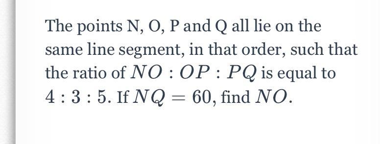 The points N, O, P and Q all lie on the same line segment-example-1