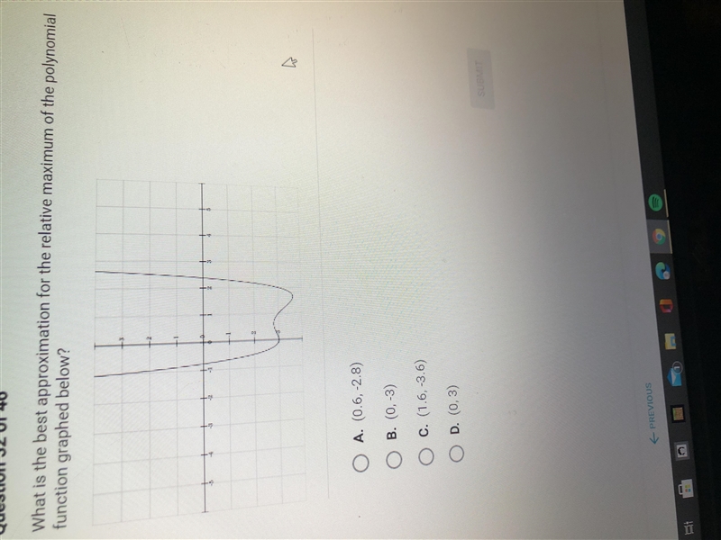 What is the best approximation for relative maximum of the polynomial function graphed-example-1