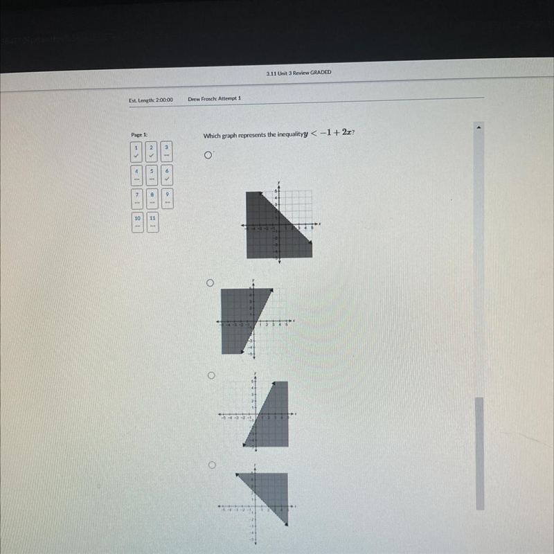 Which ach represents the inequality < -1 + 2x?-example-1