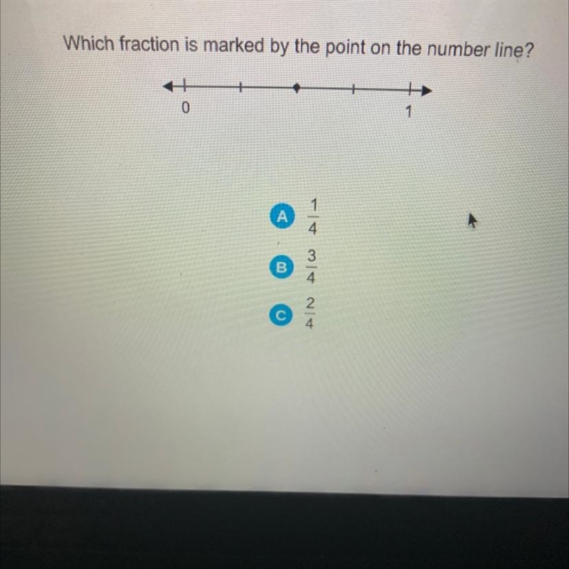 Which fraction is marked by the point on the number line?-example-1