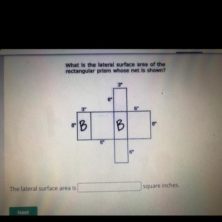 The lateral surface area is _ square inches-example-1