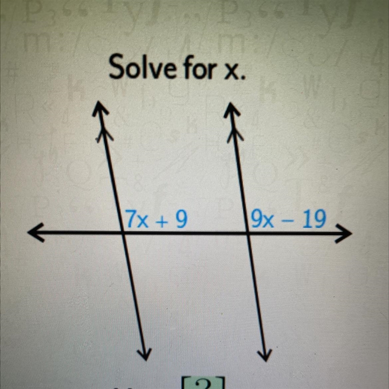 Solve for x. 17x + 9 9x - 19 x = [?] Enter-example-1