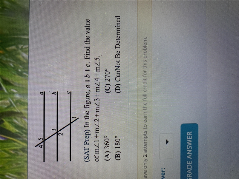 In the figure, a || b || c. Find the value of m<1 + m<2 + m<3 + m<4 + m-example-1