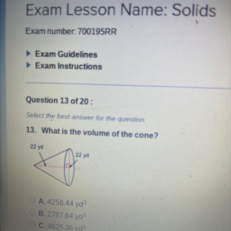 What is the volume of the cone-example-1