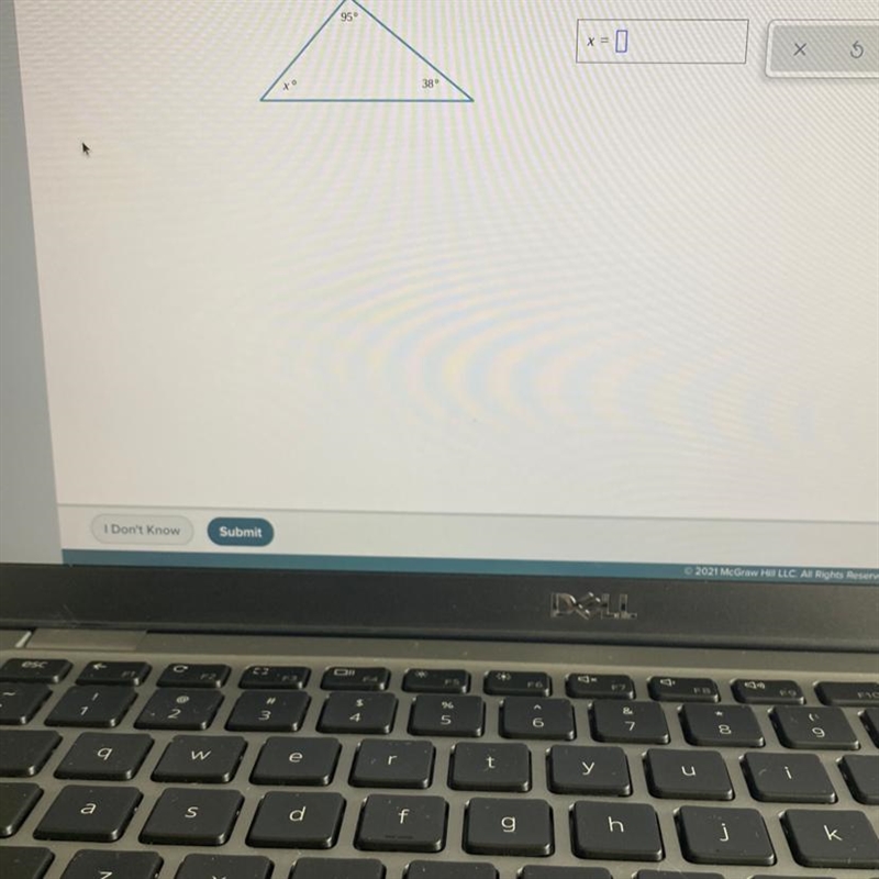 Find the value of x. 95 38° X-example-1