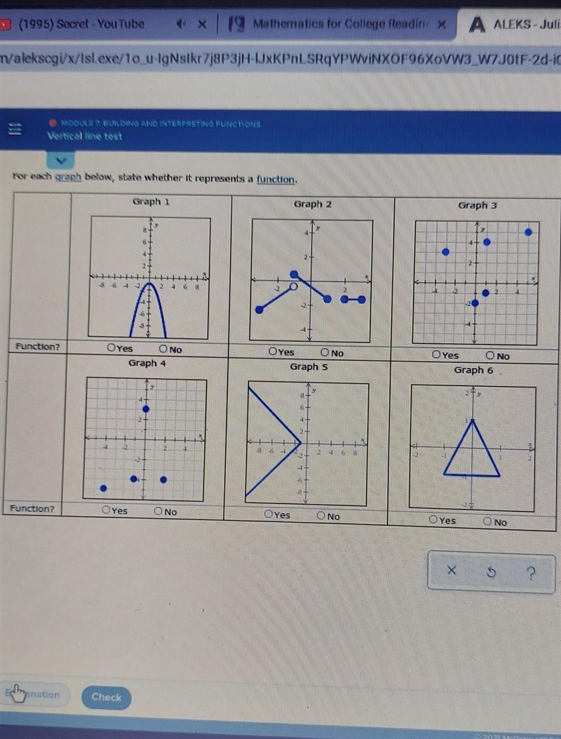 For each graph below, state whether it represents a function.​-example-1