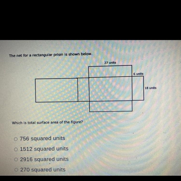 The net for a rectangular prism is shown below. Which is total surface area of the-example-1