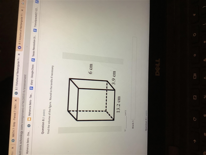 Find the volume of the figure. Round to the tenths if necessary-example-1