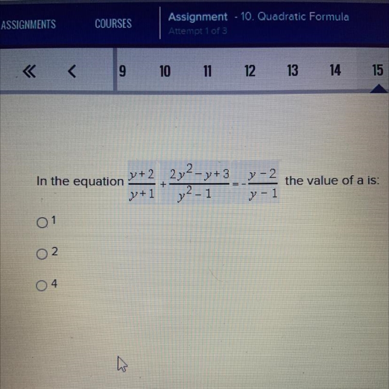 Y+2 2y2-y+3 y-2 In the equation 1,2 - 1 + the value of a is: „V+1 1 - ע-example-1