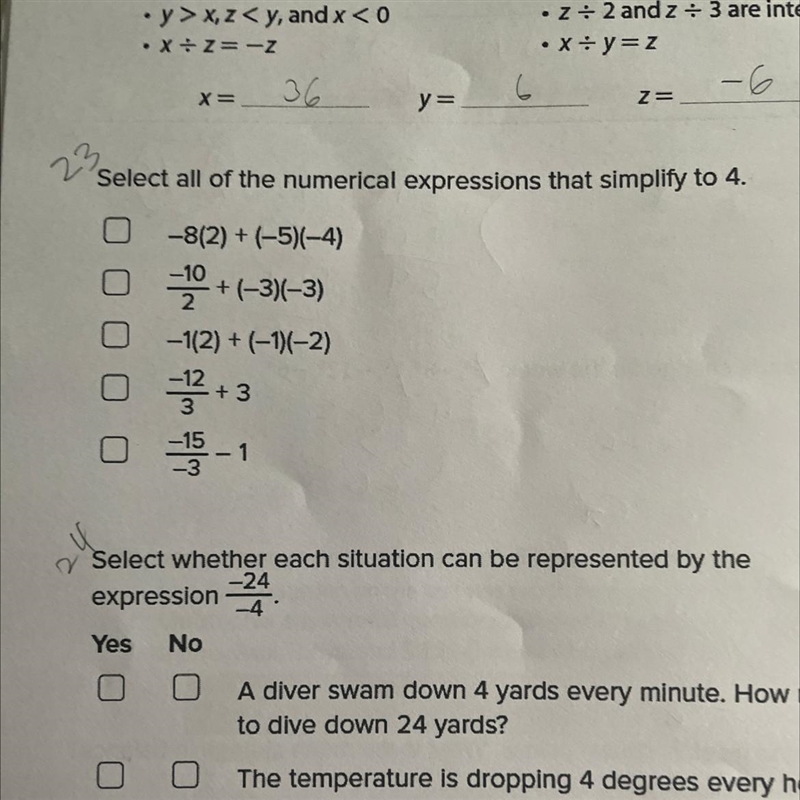 Select all of the numerical expressions that simplify to 4-example-1