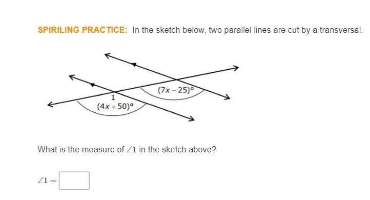 In the sketch below, two parallel lines are cut by a transversal.-example-1