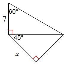 Find x. A. 7√6/2 B. 28 C. 21/2 D. 7√6-example-1