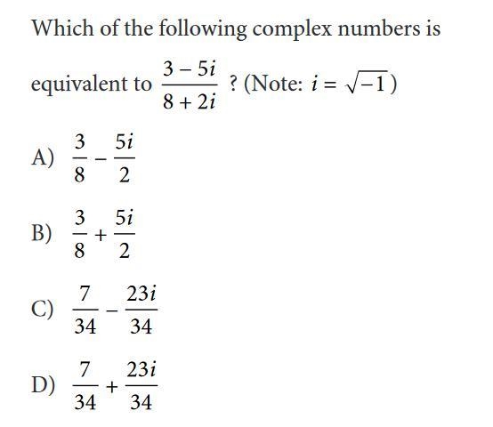 What of the following complex numbers is equivalent to?-example-1