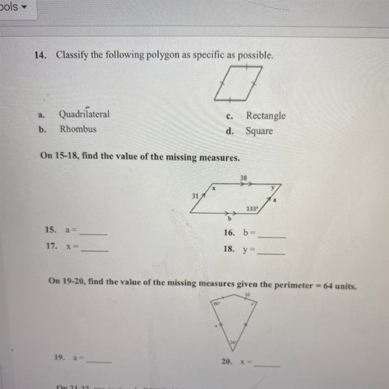 Please help this is due in 30 minutes! So work please I need help with 15-20 Don’t-example-1