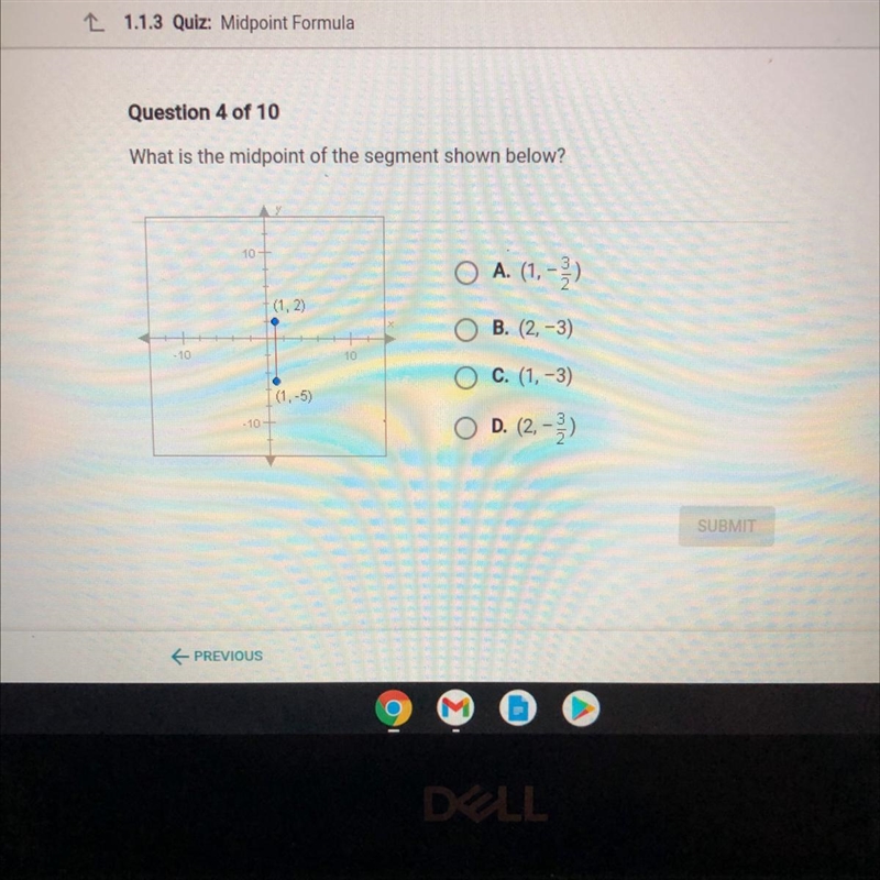 What is the midpoint of the segment shown below￼?-example-1