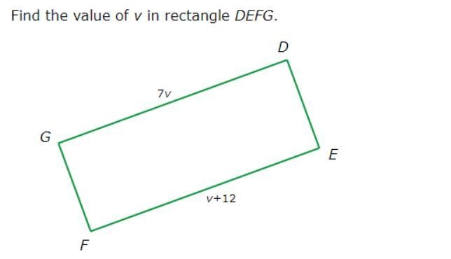 Find the value of v in rectangle-example-1