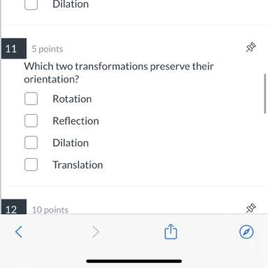 ￼￼ Which two transformations preserve their orientation?-example-1