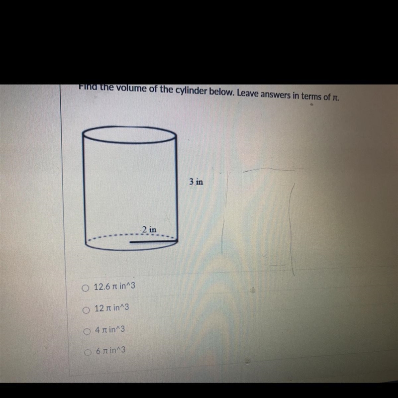 Plz help find the volume of the cylinder plz-example-1