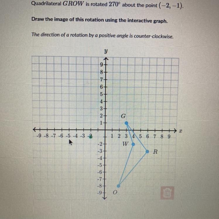 How do I find the image after it’s been rotated 270 degrees about the point (-2,-1)?-example-1