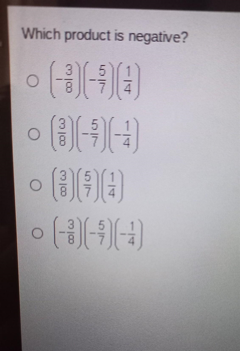 Which product is negative? ​-example-1