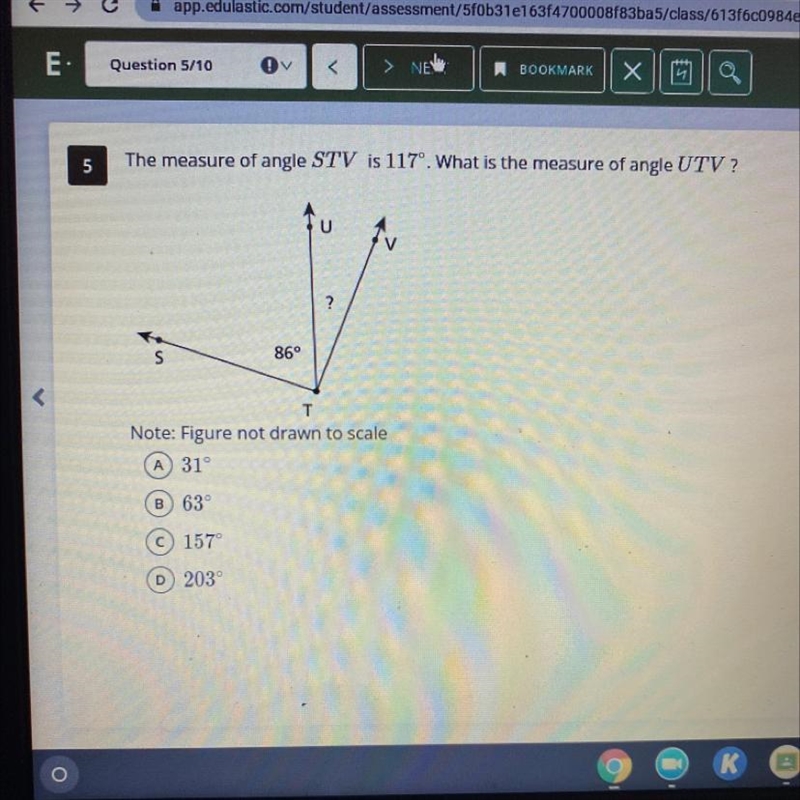 The measure of angle STV is 117°. What is the measure of angle UTV-example-1