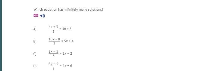 Which equation has infinitely many solutions?-example-1