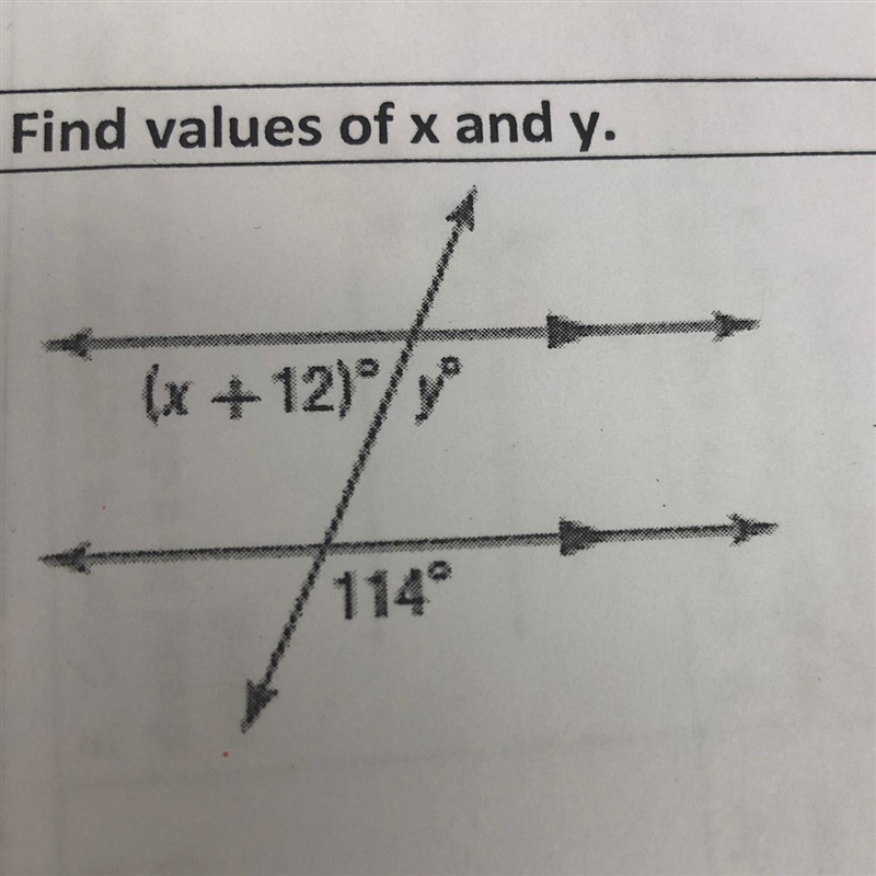 Find values of x and y. (x +12)/yº 114-example-1