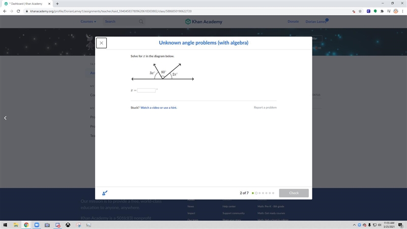 Solve for X in the diagram below.-example-1