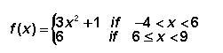 Graph the following piecewise function and then find the domain. [6,9) (6,9] (-4,9)-example-1