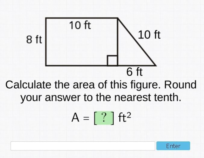 Calculate the area of this figure. Round your answer to the nearest tenth.-example-1