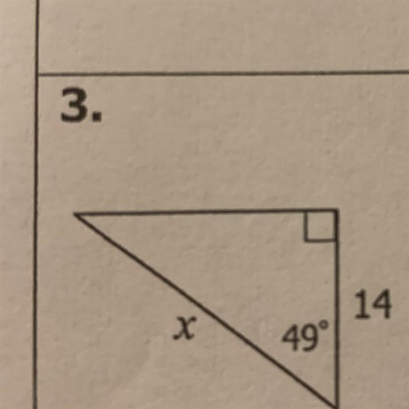 3. Solve for x. Round to the nearest tenth. 14 х 49°-example-1