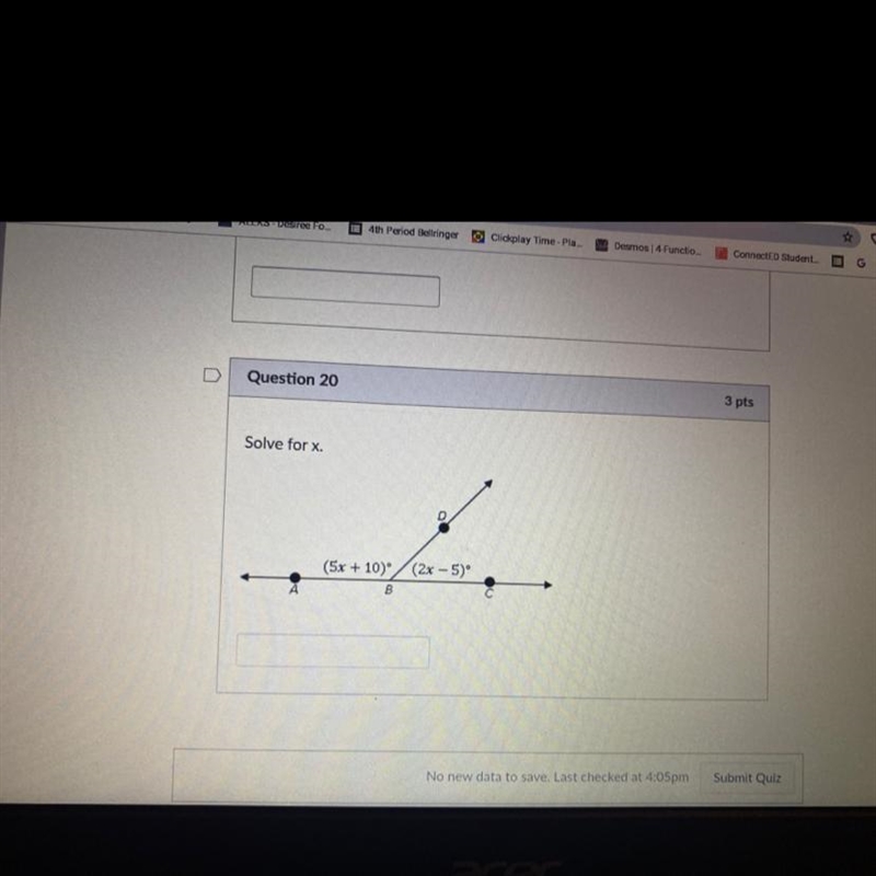 Solve for x. (2x - 5° (5x + 10) B-example-1