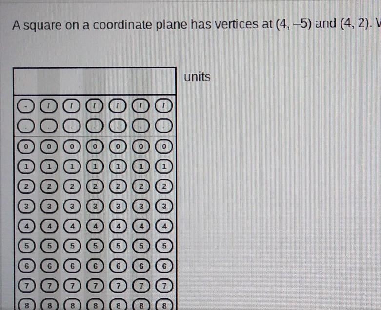 a square on a coordinate plane has vertices at (4,-5) and (4,2). what is the perimeter-example-1