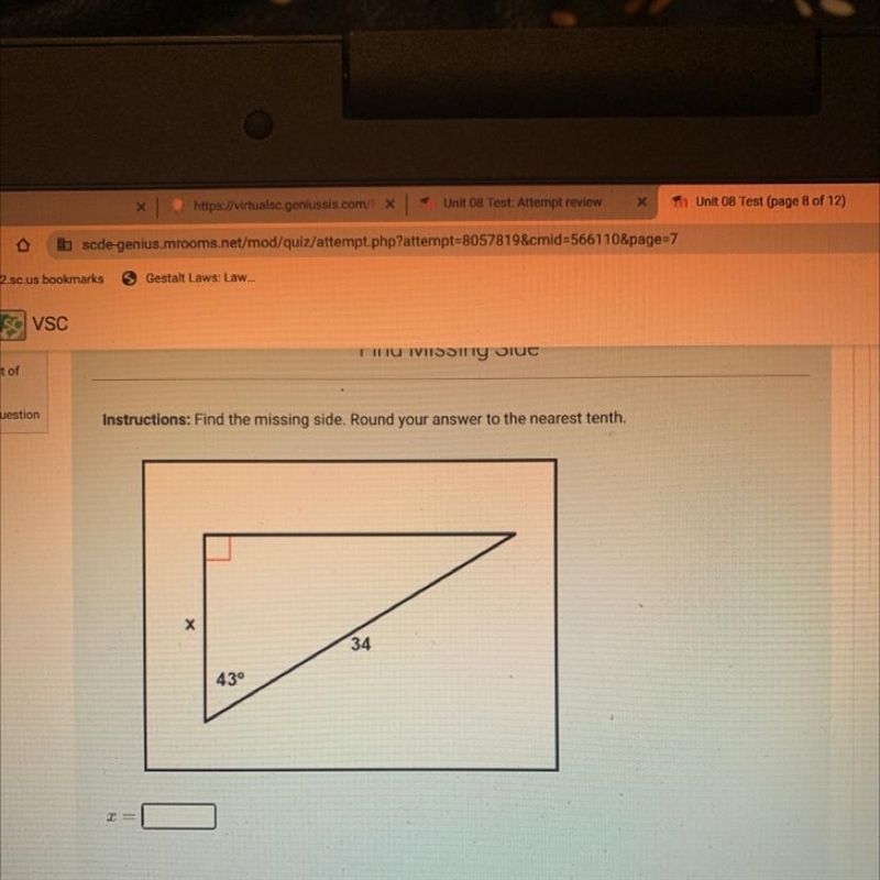 Find the missing side round your answer to the nearest tenth-example-1