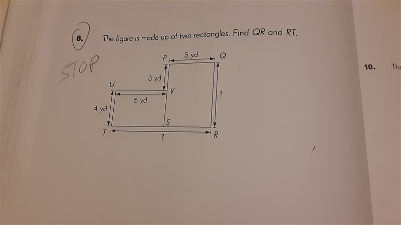 Help, my daughter is learning about finding lengths of unknown sides. I have no idea-example-2