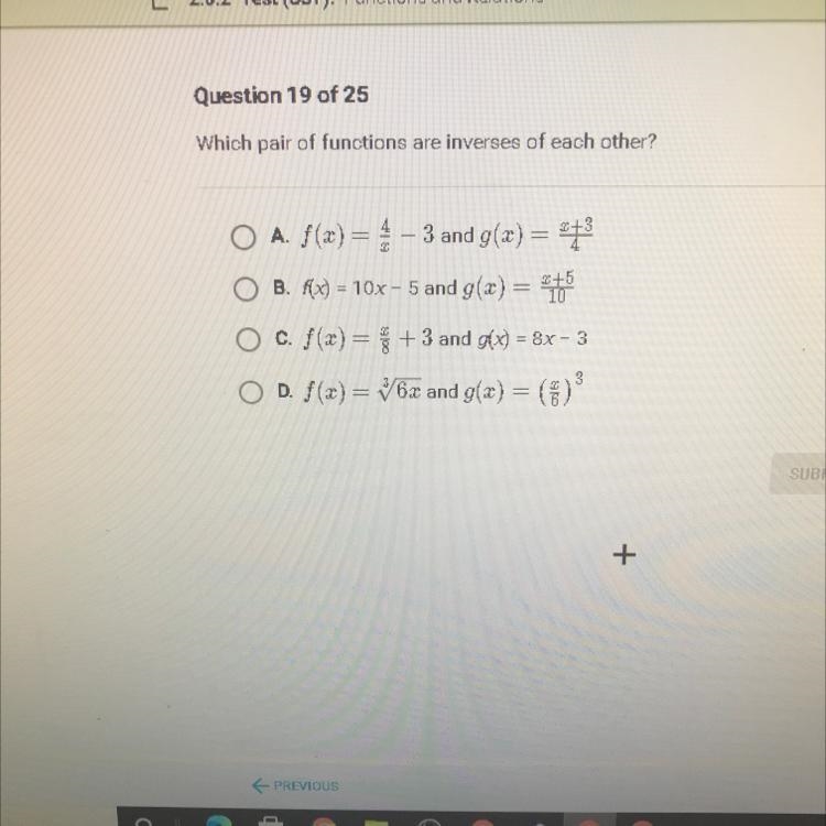 Which pair of functions are inverses of each other?-example-1