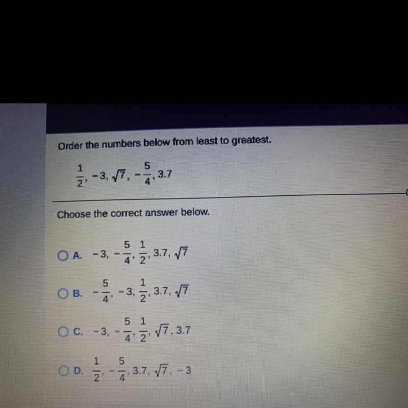 Order the numbers from least to greatest-example-1