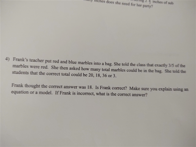 Franks teacher put red and blue marbles into a bag. She told class that exactly 3/5 of-example-1