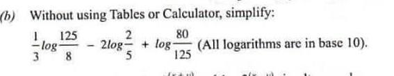 1/3log125/8-2log2/5+log80/125​-example-1