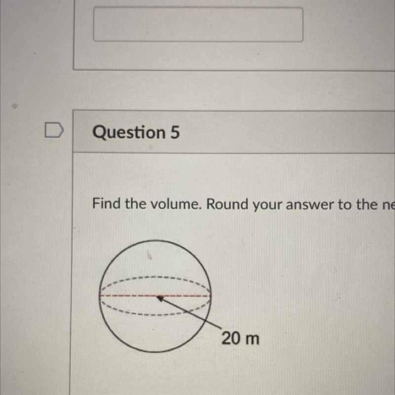 Find the volume of the sphere radius is 20 meters-example-1