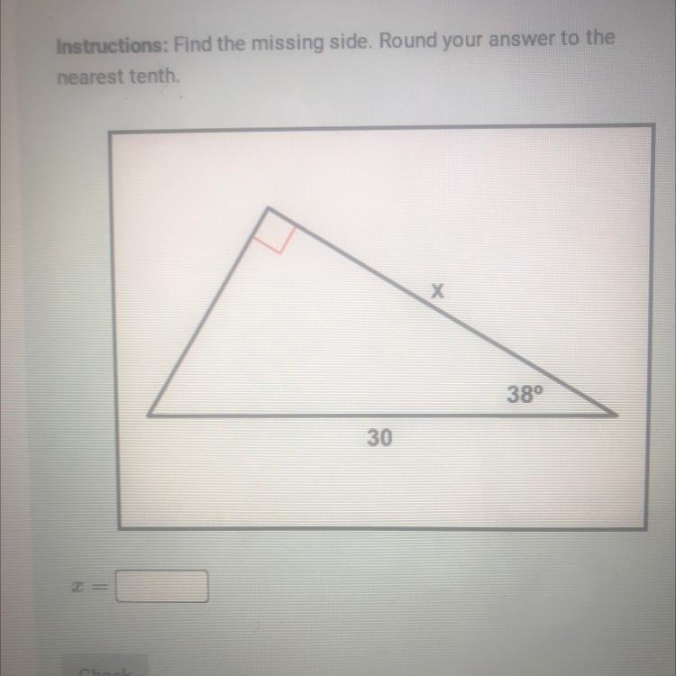 Find the missing side round to the nearest tenth-example-1