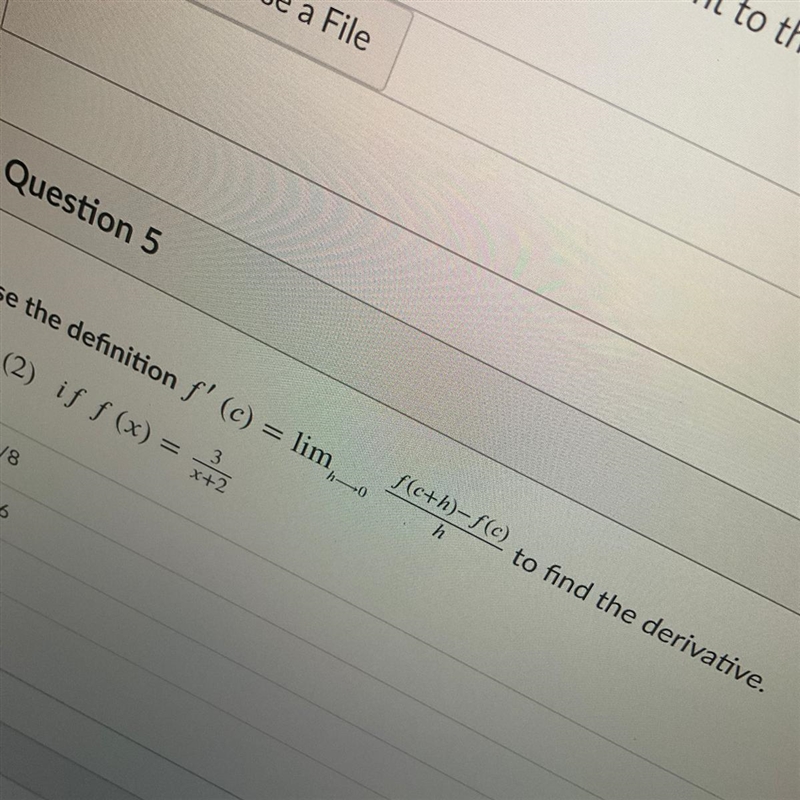 Find the derivative f’ (2) if f(x) =3/(x+2)-example-1