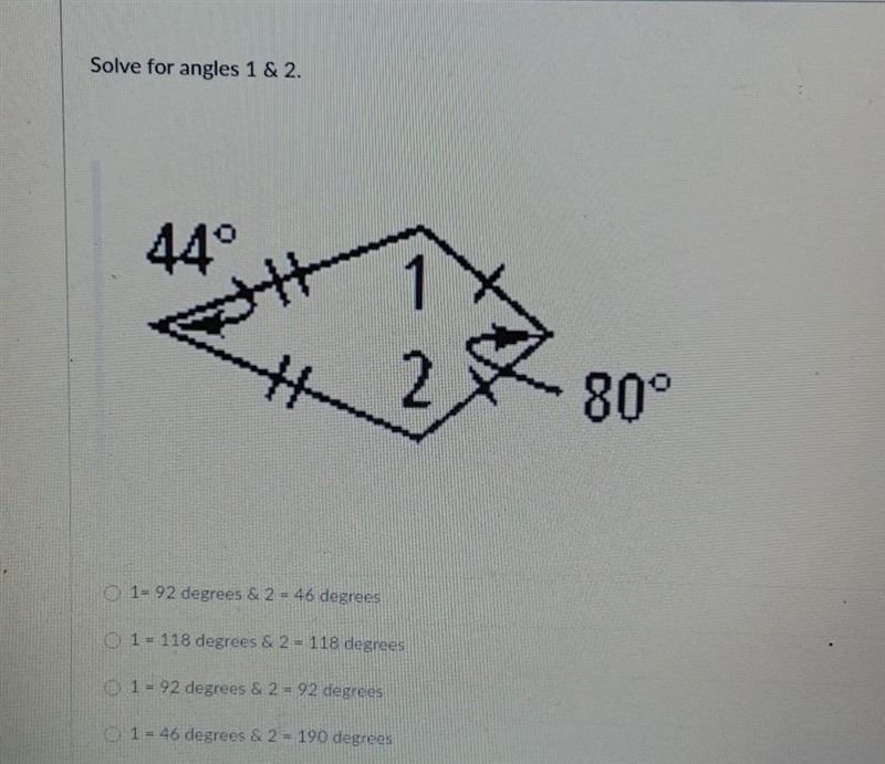 Solve for Angles 1 and 2 please ​-example-1