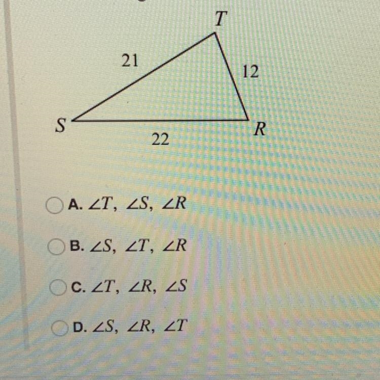 List the angles in order from the smallest to the largest.-example-1