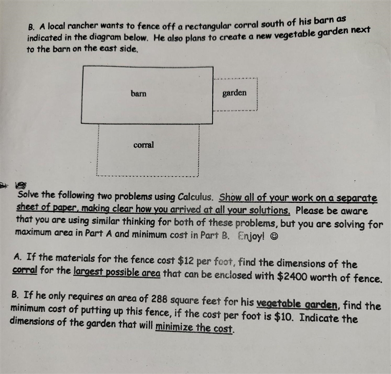 Solve the following two problems using Calculus. Show all of your work on a separate-example-1