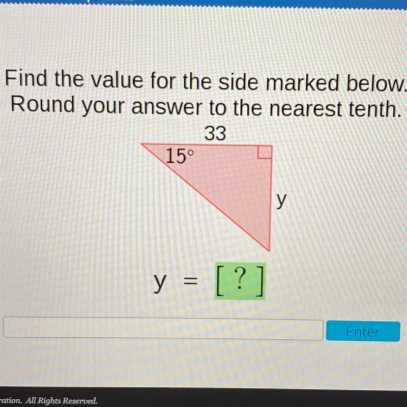 Find the value for the side marked below. Round your answer to the nearest tenth. Can-example-1