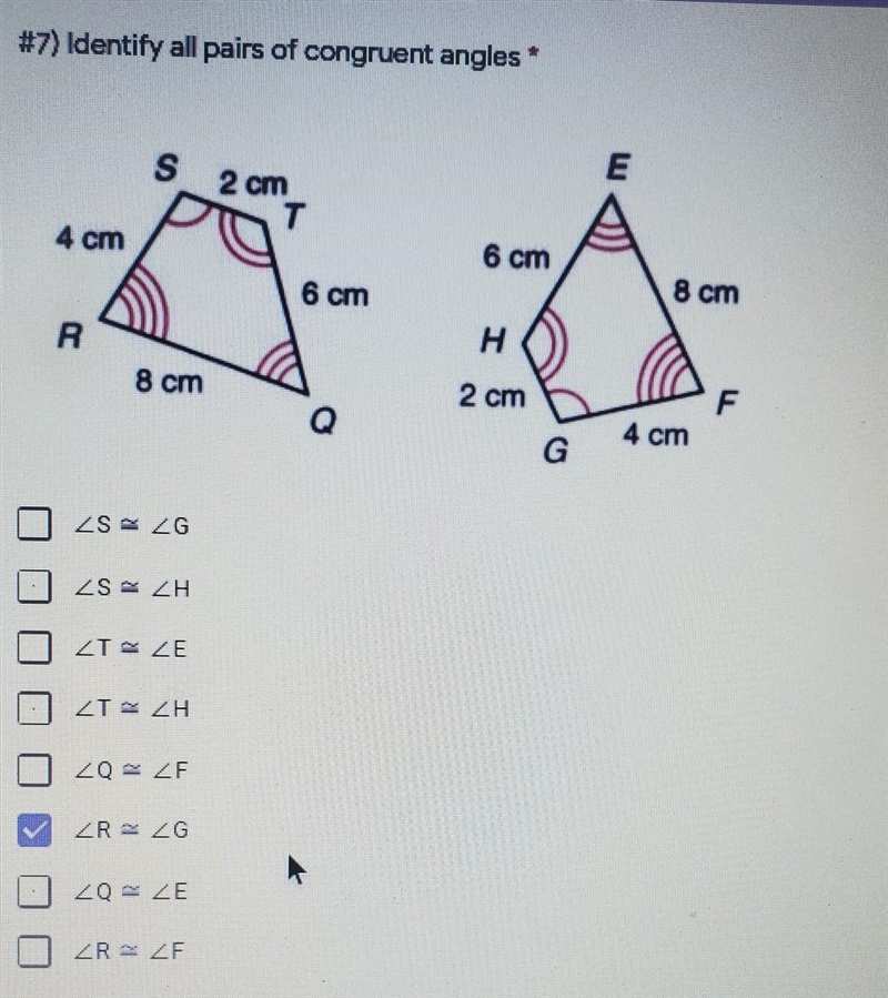 #7) Identify all pairs of congruent angles​-example-1