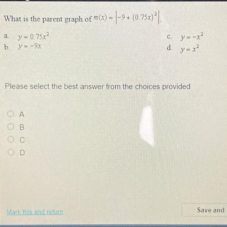 What is the parent graph of m(x)= |-9 + (0.752)^2|-example-1