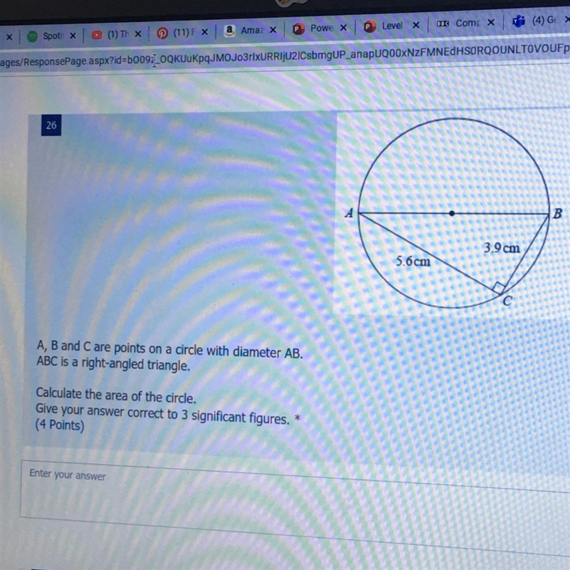 A, B and C are points on a circle with a diameter AB-example-1