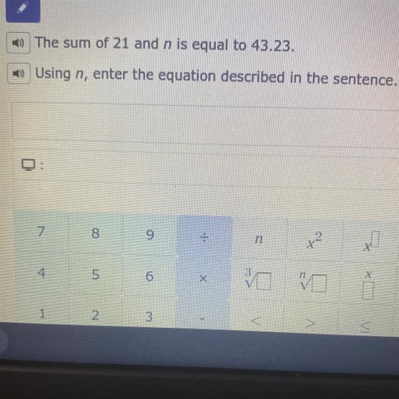 The sum of 21 and n is equal to 43.23 please help me!!! I’ll give out 30 points!!!-example-1